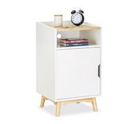 Relaxdays Table de nuit blanche, table chevet porte, table de lit, commode, nordique scandinave 74 x 43 x 40 cm, blanc
