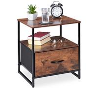 relaxdays Table de nuit Industrial avec tiroir