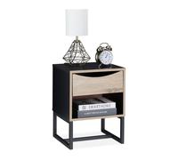 Relaxdays Table de nuit noir