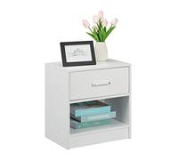 Relaxdays Table de Nuit, tiroir, Compartiment Ouvert, HLP 41,5 x 39 x 31 cm, Meuble d’appoint, Chambre à Coucher, Blanc