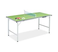 Relaxdays Table de ping-Pong, Pliante avec Filet, 2 Raquettes et 3 balles, HxLxP : 70 x 70 x 150 cm, Vert