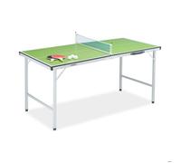 Relaxdays Table de ping-pong, pliante avec filet, 2 raquettes et 3 balles, HxLxP : 70 x 70 x 150 cm, vert