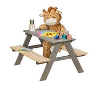 Relaxdays Table de Pique-Nique, pour 4 Enfants, en Bois de pin, H x L x P : 51 x 90 x 78 cm, Jardin, Gris et Nature