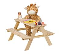 Relaxdays Table de Pique-Nique, pour 4 Enfants, en Bois de pin, H x L x P : 51 x 90 x 78 cm, Jardin, Nature