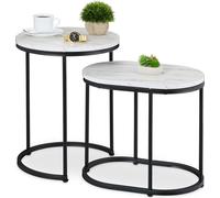 relaxdays Table de set 2 pièces imitation marbre & métal