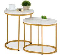 relaxdays Table de set 2 pièces imitation marbre & métal