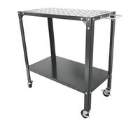 Relaxdays Table de soudage sur roulettes, établi perforé, Acier Gris, 91,5 x 88 x 46 cm