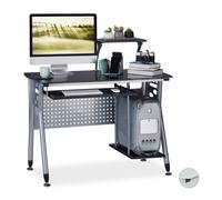 Relaxdays Table d'ordinateur avec plaque en verre