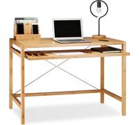 relaxdays Table d'ordinateur en bois avec clavier coulissant