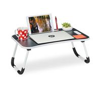 Relaxdays Support pour lit & canapé, H x L x P : 26 x 63 x 40 cm, Tablette Pliable, pour Ordinateur, Noir - Blanc