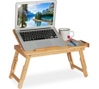 relaxdays Table d'ordinateur portable pliable en bambou