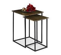 Relaxdays Table gigogne en Jeu de 2, Design Retro, carrées, pour Salon, métal, d’appoint 50,5 x 55,5 x 27,5 cm, Couleurs, Fer, Aluminium, 55,5 x 39, 39,5 cm