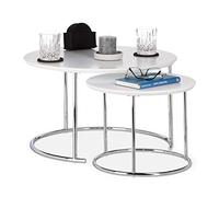 Relaxdays Set de 2 Tables gigognes petites rondes