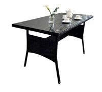 Relaxdays Table jardin effet rotin, plateau verre