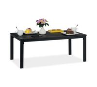 Relaxdays Table de Jardin rectangulaire, Aspect Bois, Jardin, Balcon, terrasse, H x L x P: 39 x 98 x 48 cm, Noir