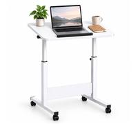 Relaxdays Table laptop réglable 67-90 cm inclinable roulettes forme C canapé lit bureau debout blanche