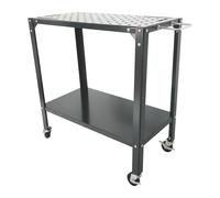 Relaxdays Table de soudage sur roulettes, établi perforé, Acier Gris, 91,5 x 88 x 46 cm