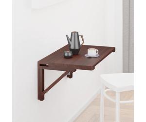 Relaxdays Table Murale Pliable en Bois, LxP: 60 x 40 cm, Tablette Suspendue, Gain de Place, Rabattable, Cuisine, Marron