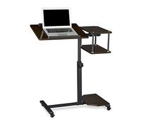 Relaxdays Table ordinateur portable, 4 roues, freins, support tablette hauteur réglable XL 100 x 77 x 40 cm bois noir