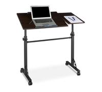 Relaxdays Table ordinateur portable hauteur réglable roues table bout de canapé lit bois- noir- HxlxP : 110 x 100 x 50 cm
