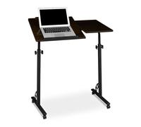Relaxdays table ordinateur portable hxlxp: 110 x 80 x 50 cm hauteur réglable roulettes table bout de canapé table de lit bureau informatique, boi