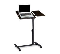 Relaxdays Table ordinateur portable XL – Hauteur réglable 95 x 60 x 40 cm Bois, 4 roulettes Noir