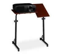 Relaxdays Table ordinateur réglable HxLxP 110x80x50 cm, pupitre roulant, tablette pour vidéoprojecteur, acajou
