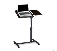 Relaxdays Table ordinateur portable XL – Hauteur réglable 95 x 60 x 40 cm Bois, 4 roulettes Noir