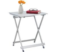 Relaxdays 10018248 Table pliante aluminium Table d'appoint jardin camping pliable H x l x P 61 x 49,5 x 47,5 cm jardin balcon terrasse camping vacances, gris argenté