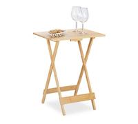 Relaxdays Table pliante, bambou, pour salon, balcon et terrasse, HxLxP: 63,5 x 48 x 38 cm, appoint, pliable, nature