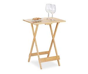 Relaxdays Table Pliante, Bambou, pour Salon, Balcon et terrasse, HxLxP: 63,5 x 48 x 38 cm, appoint, Pliable, Nature