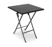 Relaxdays Table pliante de jardin BASTIAN carrée HxlxP 74 x 61,5 x 61,5 cm Camping pliable BASTIAN en aspect rotin Terrasse, noir
