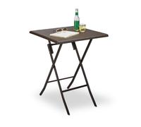 Relaxdays 10020057 Table pliante de jardin carrée Camping pliable BASTIAN en aspect rotin Terrasse HxlxP: 74 x 61,5 x 61,5 cm , marron