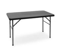 Relaxdays Table pliante de jardin BASTIAN rectangle HlxlxP 74 x 121,5 x 61 cm Camping pliable BASTIAN en aspect rotin Terrasse, noir