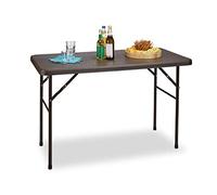 Relaxdays Table pliante de jardin rectangle Camping pliable BASTIAN en aspect rotin Terrasse HxlxP: 74 x 121,5 x 61 cm , marron