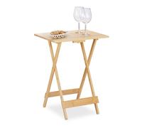 Relaxdays Table Pliante, Bambou, pour Salon, Balcon et terrasse, HxLxP: 63,5 x 48 x 38 cm, appoint, Pliable, Nature