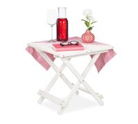 Relaxdays Table Pliante en Bois, pour Salon, Balcon et terrasse, Robuste, Console, HLP : 50 x 50 x 50 cm, Blanche