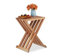 Relaxdays Table pliante d'appoint en bois de noyer H44,5 x 34 x 28 cm, naturel