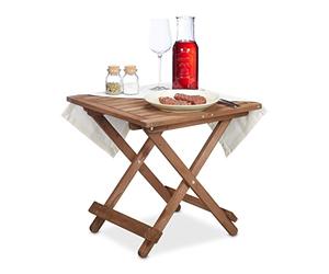Relaxdays Table Pliante en Bois, pour Salon, Balcon et terrasse, Robuste, Console, HLP : 50 x 50 x 50 cm, Marron