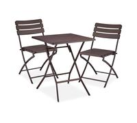 Relaxdays Table Pliante et 2 chaises pour Balcon, Aspect Bois, Acier et Plastique, Meubles terrasse, Marron