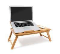 Relaxdays Table pliante pour ordinateur portable, hauteur réglable, Plateau pour souris, 30,5 x 72,5 x 35 cm, bambou