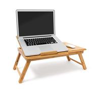 Relaxdays Table pliante pour ordinateur portable, hauteur réglable, Plateau pour souris, 30,5 x 72,5 x 35 cm, bambou