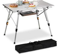 relaxdays Table pliante réglable en hauteur en aluminium