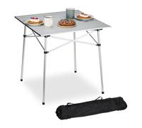 Relaxdays Table Pliante, Support Pliable pour Camping, HxLxP : 70x70x70 cm, Aluminium, argenté