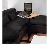 Relaxdays Table pour ordinateur portable hauteur réglable roulettes support pliable H x l x P: 95 x 60 x 40,5 cm, bois d'ébène, jaune