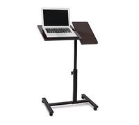 Relaxdays Table pour ordinateur portable hauteur réglable roulettes support pliable H x l x P: 95 x 60 x 40,5 cm bois d'ébène, noir