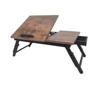 Relaxdays Table pour Ordinateur Portable Pliable en Bambou, réglable, Brun foncé/Noir, 19,5 x 70 x 35 cm
