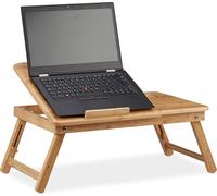 relaxdays Table pour ordinateur portable réglable en hauteur en bambou