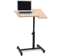 Relaxdays 10019333 Table pour ordinateur portable hauteur réglable roulettes support pliable H x l x P: 95 x 60 x 40,5 cm , bois d'ébène, jaune