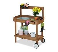 Relaxdays Table pour plantes avec roulettes